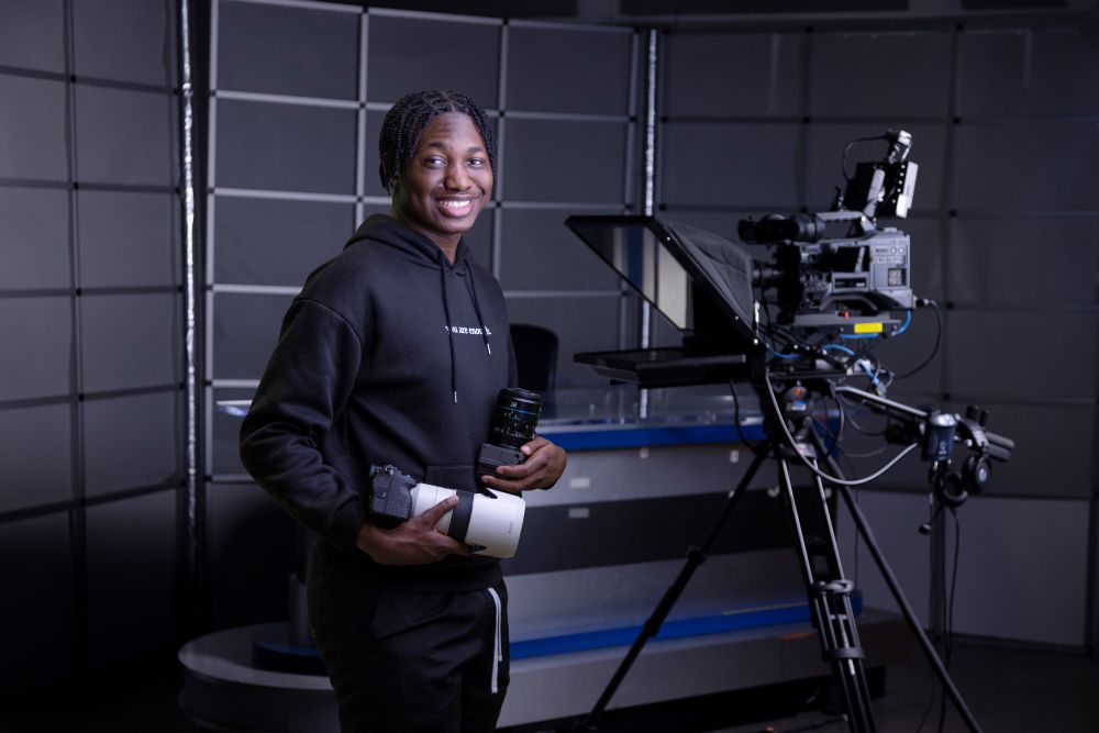 TTC student with film equipment