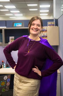 Photo of Amanda Nicholson with hero cape