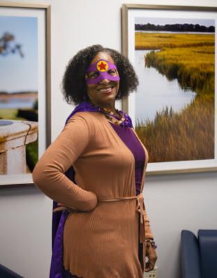 Photo of Melicent Jaridau with hero cape