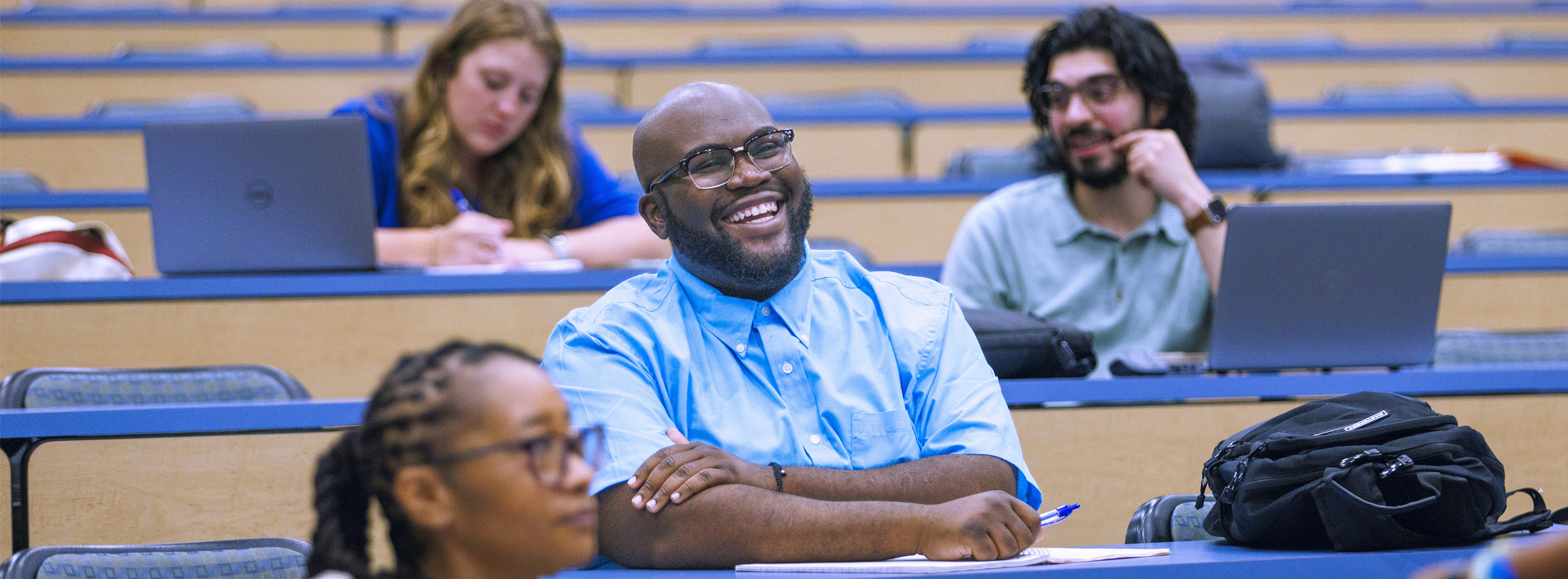 Students engaged in a lecture in a university classroom