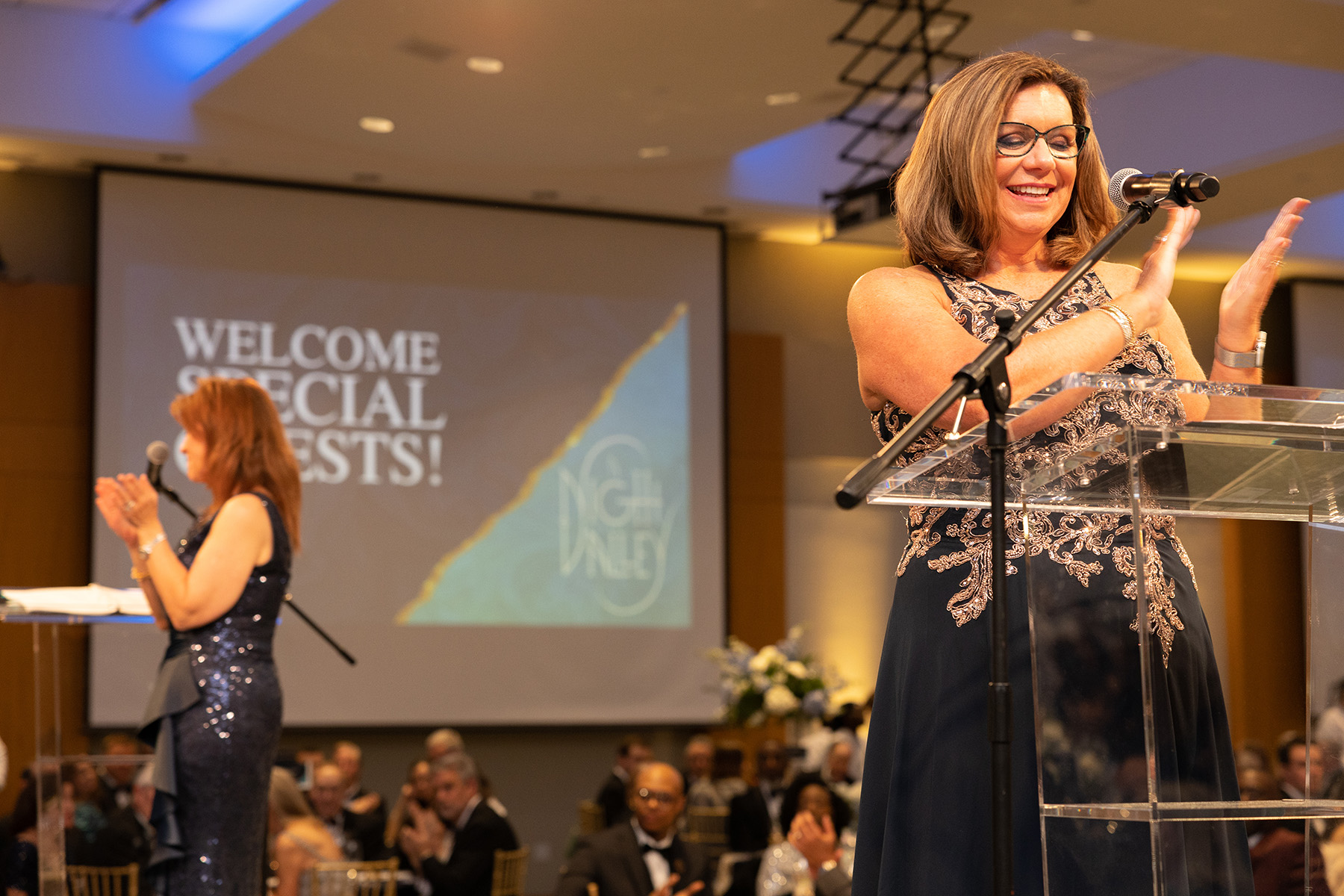 Dr. Vicky Wood welcomes guests. 