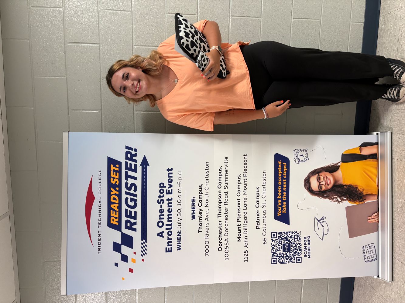 TTC student with Ready, Set, Register! banner