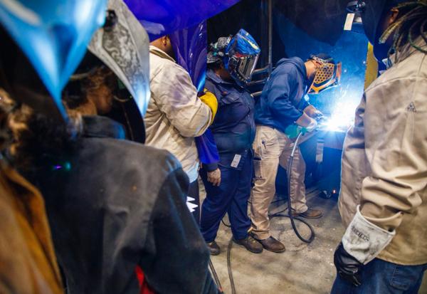 Welding students