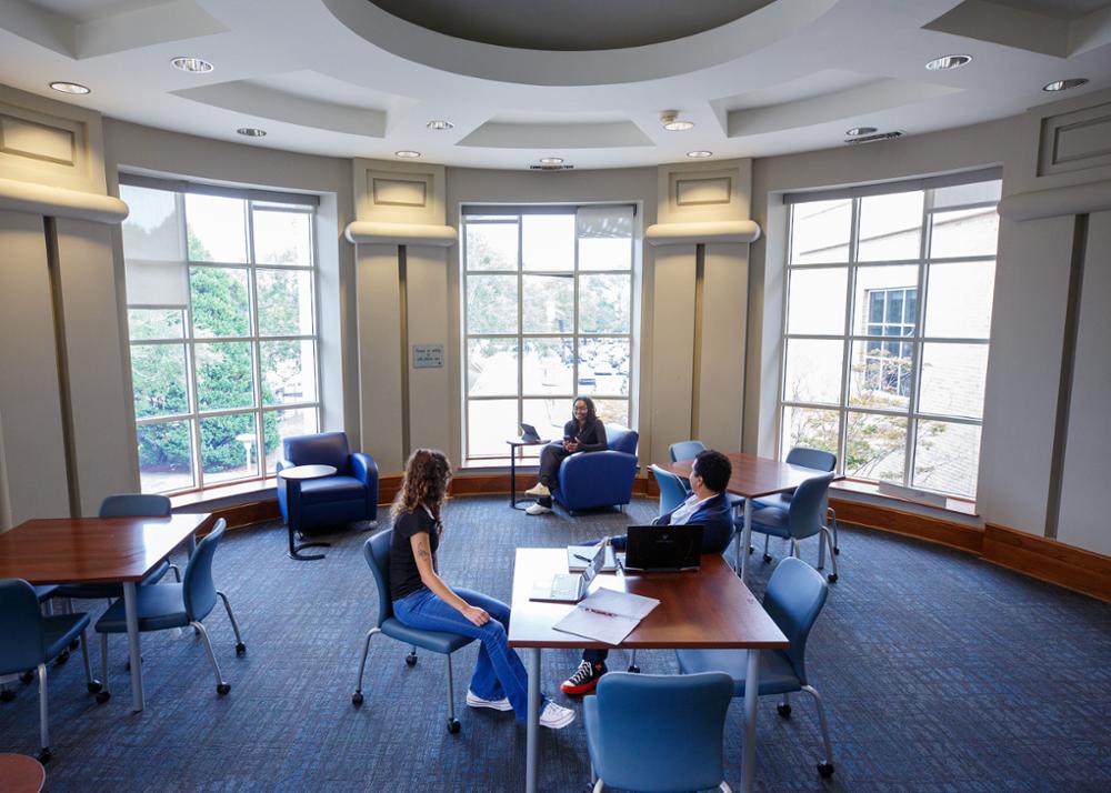 studying in the library