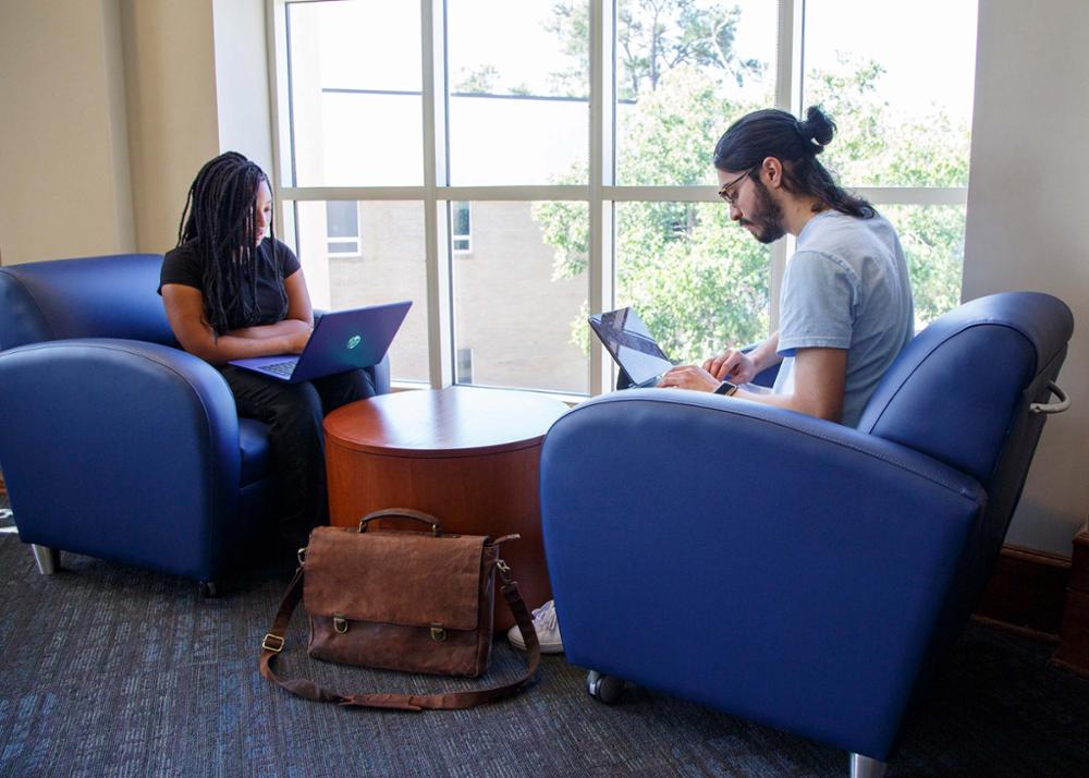two students studying