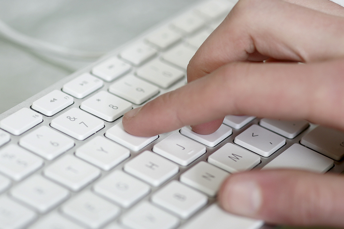 typing on a keyboard