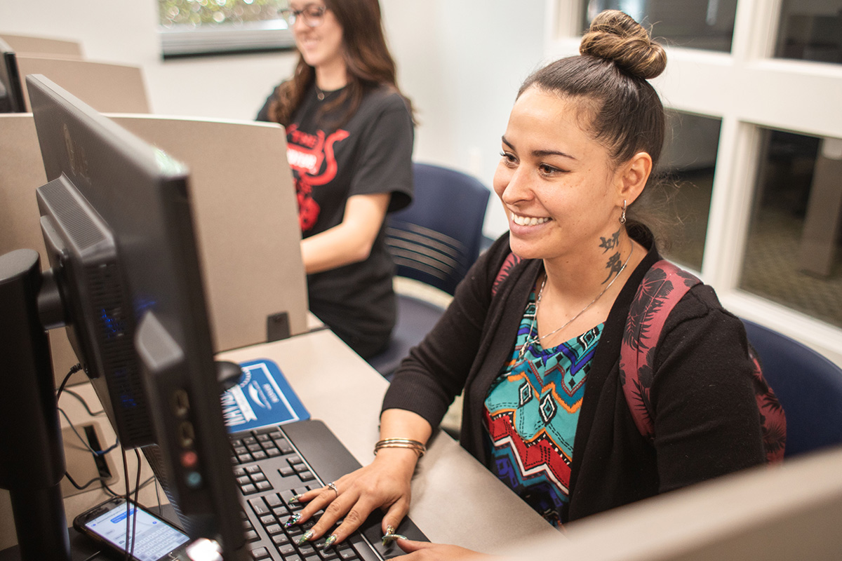 students at computers